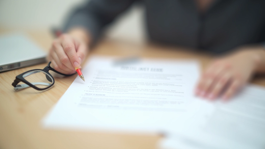 Close-up of lease contract with highlighted important terms and handwritten notes