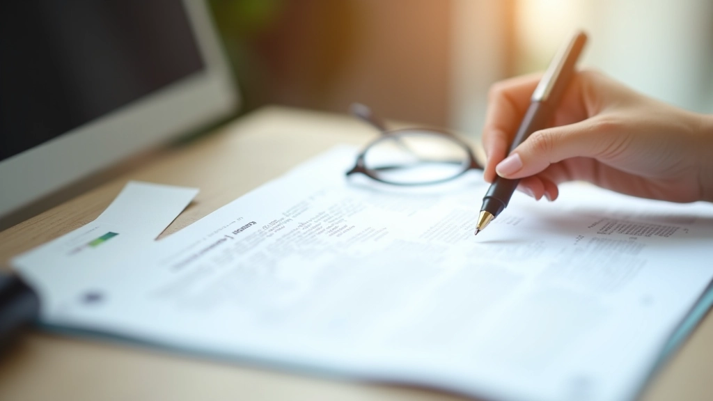 Close-up of lease agreement with highlighted sections and notes written in margins
